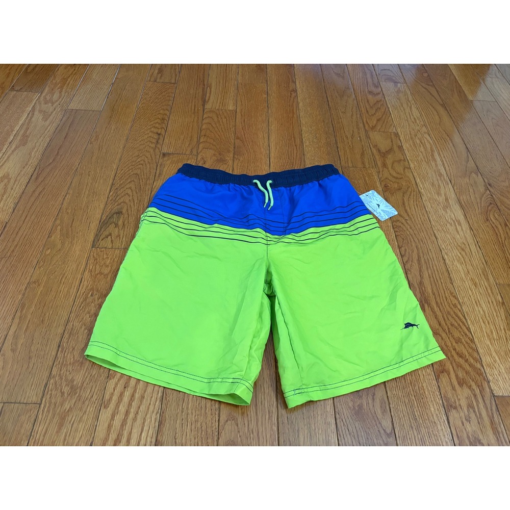 Tommy Bahama Boys XL 14 Swim Trunks Blue Green Colorblock Board Shorts NWT